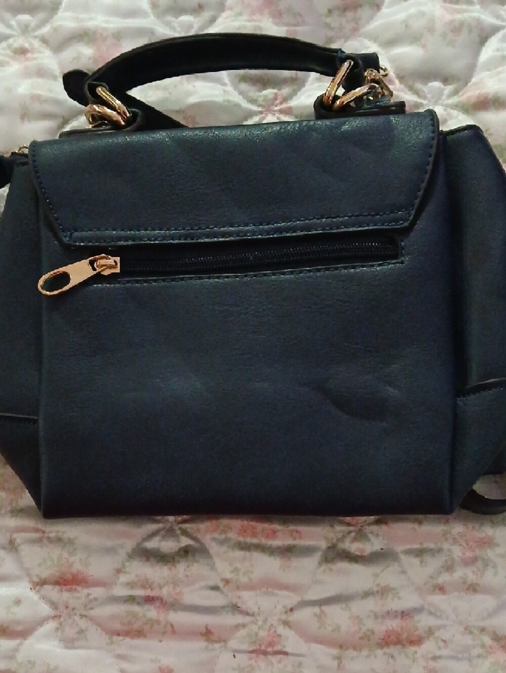 Classic Dark Navy Blue Crossbody Satchel - Unbranded - Picture 2 of 3